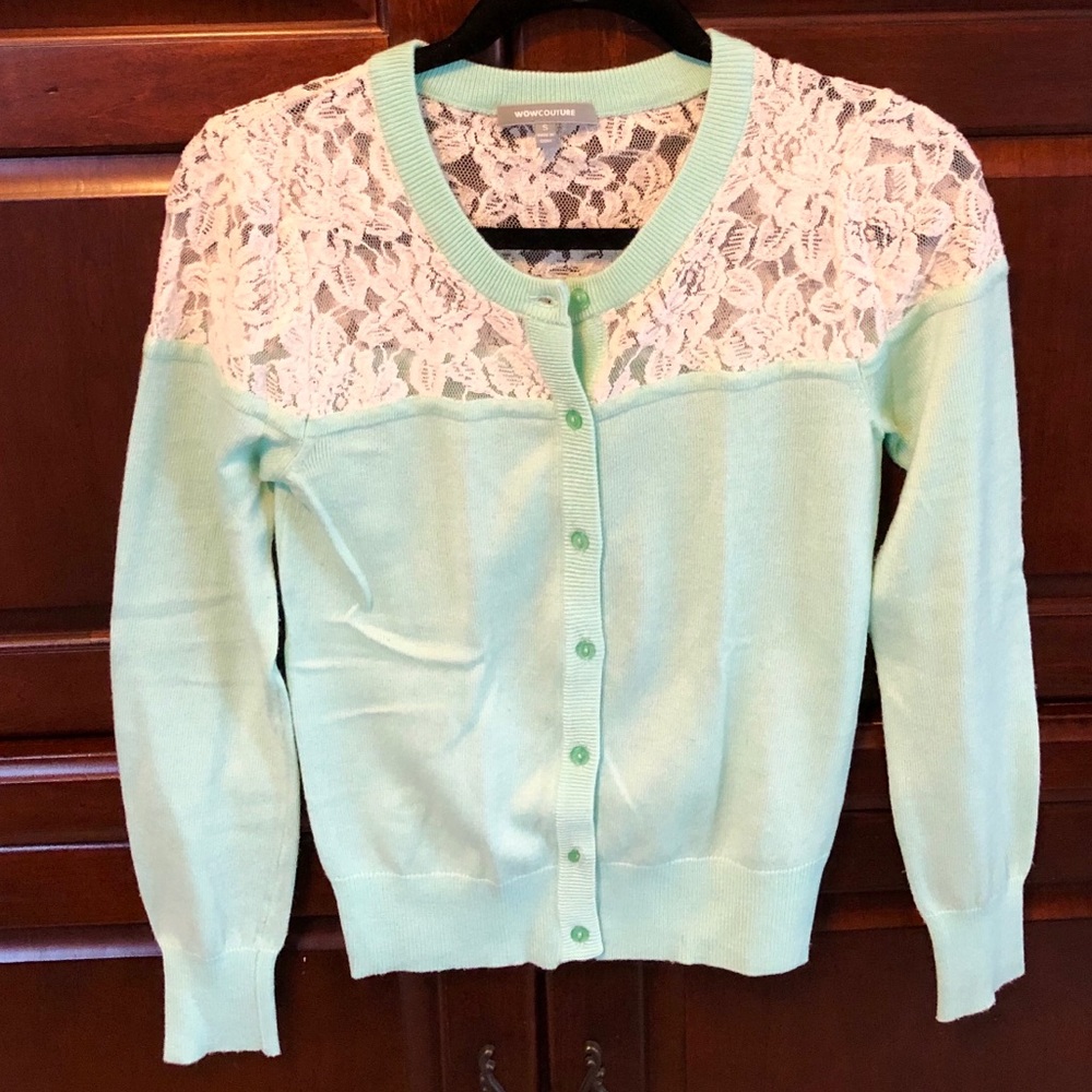 ModCloth Mint Green Lace Cardigan